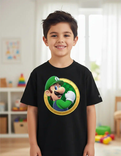 Polera Color Algodón 100% Niños Luigi Bros