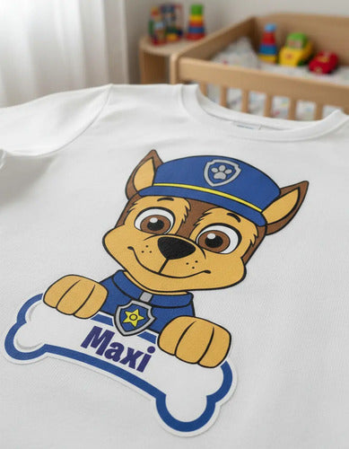 Pijama Largo Chase Paw Patrol Niños Personalizado Algodón 1