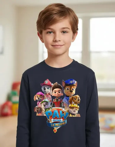 Polera Manga Larga Algodón Niños Paw Patrol Pelicula