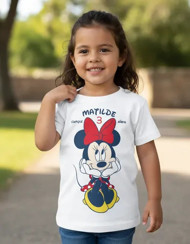 Polera Estampada Niña Cumpleaños Minnie Mouse