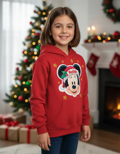 Poleron Minnie Navidad Personalizado Niñas Algodón 4