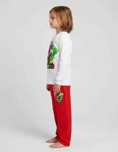 Pijama Largo Mario Bros Y Amigos Personalizado 100% Algodón