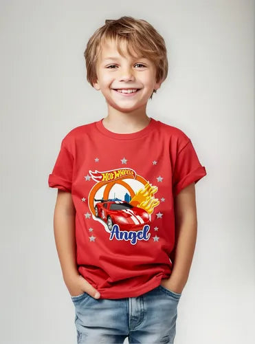 Polera Hot Wheels Personalizada  Algodón 100% Manga Corta
