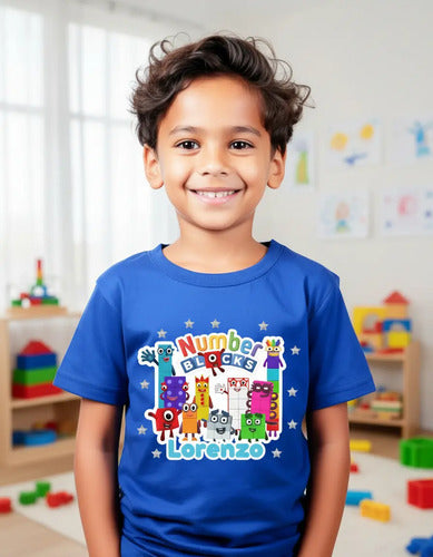 Polera Number Blocks Personalizada Niños Algodón100%
