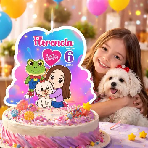 Vela De Cumpleaños Lara Campos Personalizada Decorativa