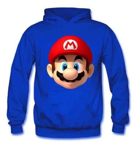 Polerón Canguro Algodón Niños Mario Bros Cabeza