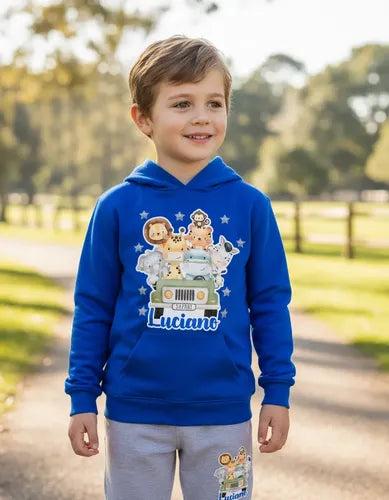 Buzo Animales Safari Poleron Pantalon Personalizado Niños