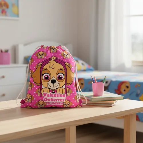 Mochila Skye Paw Patrol Bolsa Jardin Infantil Colegio  Fucsia Estampado