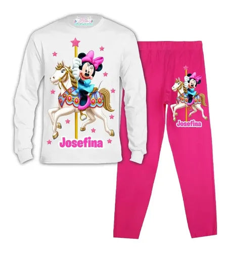 Pijama Largo Minnie Mouse 2  Niña Personalizado Algodón