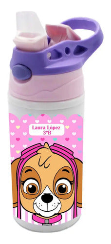 Botella Agua Colegio Skye Paw Patrol Personalizada Niñas Blanco