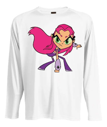 Camiseta Polar Manga Larga Polera Niñas Starfire Titanes