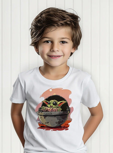 Polera Color Algodón 100% Niños Baby Yoda