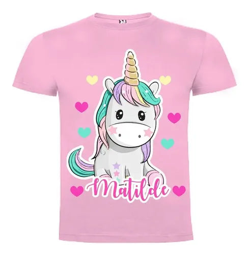 Polera Unicornio Personalizada Niñas Diseño 1 Algodón 100%