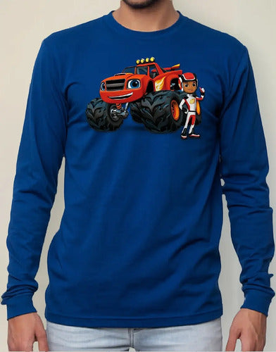 Polera Manga Larga Algodón Niños Blaze Monster Machine
