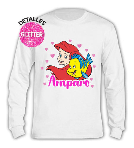 Pijama Largo La Sirenita Ariel Niñas Personalizado Algodon