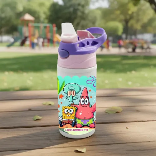 Botella Agua Colegio Bob Esponja Personalizada Niños
