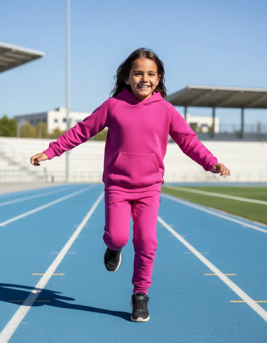 Buzo Niños Algodón Poleron Canguro + Pantalon