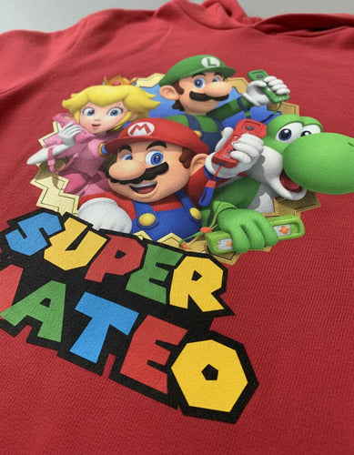 Polerón Mario Bros Amigos Niño Personalizado Algodón