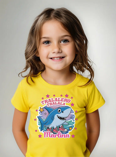 Polera Tralalero Tralala Niñas Personalizada Algodón 100%