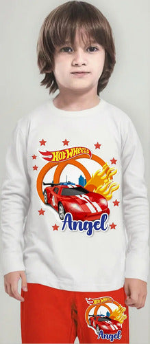 Pijama Largo Hot Wheels Algodón Personalizado Niños