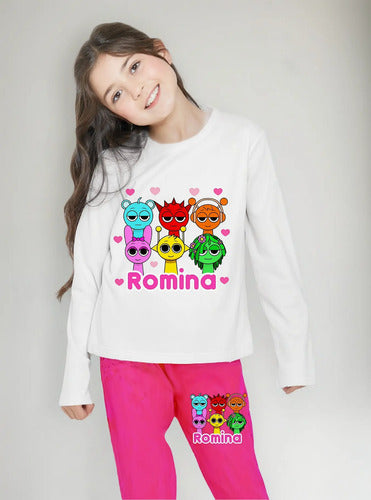 Pijama Largo Sprunki Niñas Algodón Personalizado