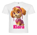 Polera Skye Paw Patrol Estampada Niña Cumpleaños  Blanco 1-12 Liso