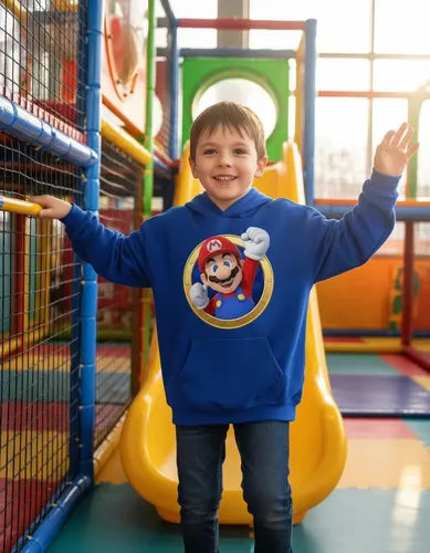 Polerón Canguro Algodón Niños Mario Bros Puño