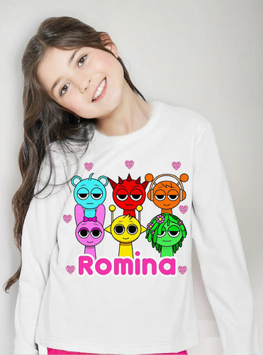 Polera Larga Sprunki Personalizada Niñas 100% Algodón