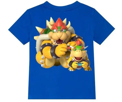 Polera Color Algodón 100% Niños Bowser E Hijo Mario