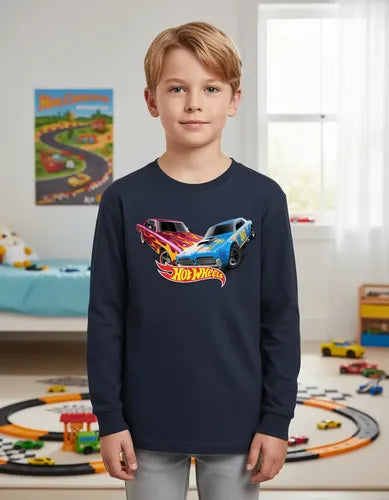 Polera Manga Larga Algodón Niños Autos Hot Wheels