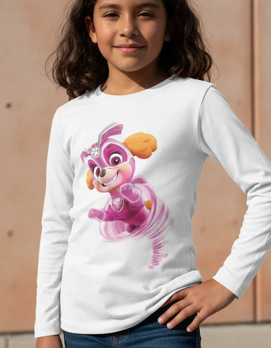 Camiseta Polar Manga Larga Polera Niñas Skye Mighty Paw