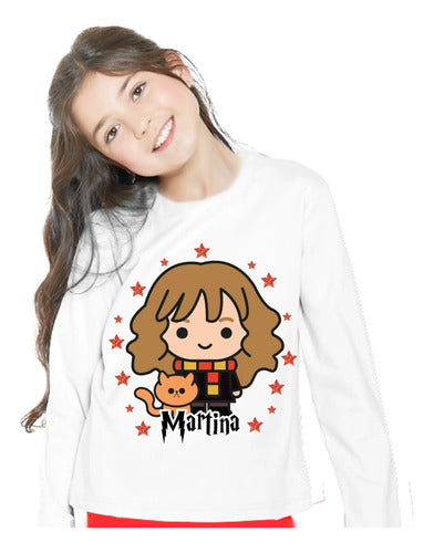 Polera Larga Hermione Granger Personalizada Niñas Algodón
