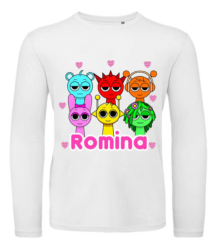 Polera Larga Sprunki Personalizada Niñas 100% Algodón