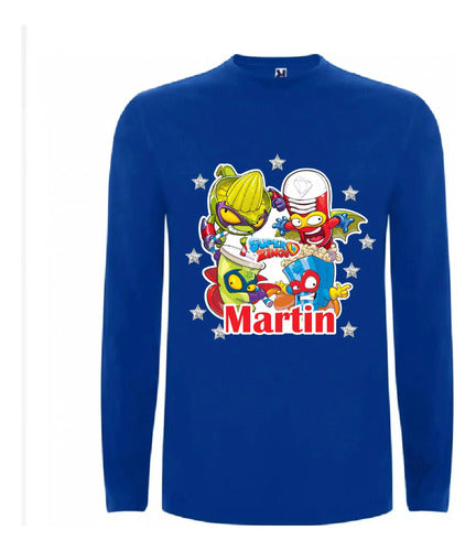 Polera Super Zings Personalizada Niños Manga Larga Algodón