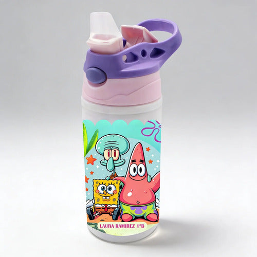 Botella Agua Colegio Bob Esponja Personalizada Niños
