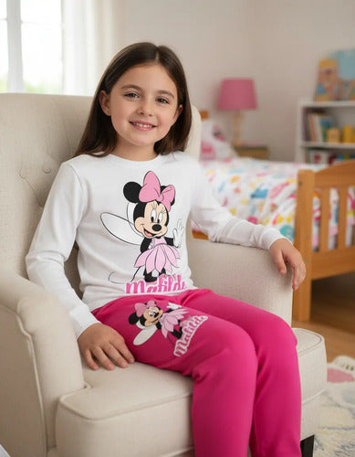 Pijama Largo Minnie Hada Niñas 100% Algodón Personalizado