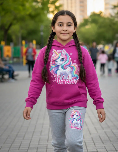 Buzo Unicornio Pantalon Personalizado Niñas D1 Poleron
