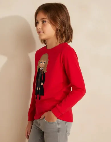 Polera Manga Larga Algodón Niñas Hermione Harry Potter