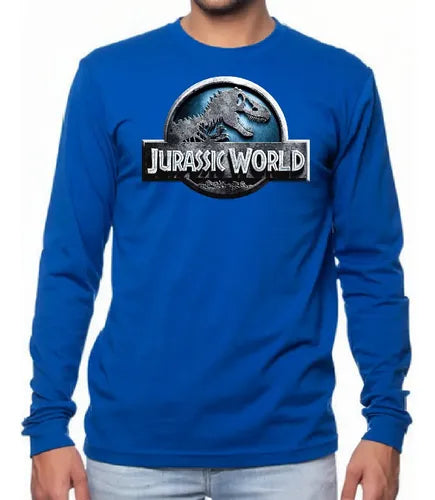 Polera Manga Larga Algodón Niños Jurassic World Dinosaurios