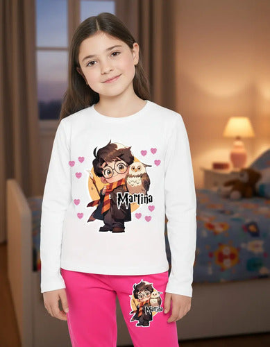 Pijama Largo Harry Potter Niñas Algodón Personalizado D3