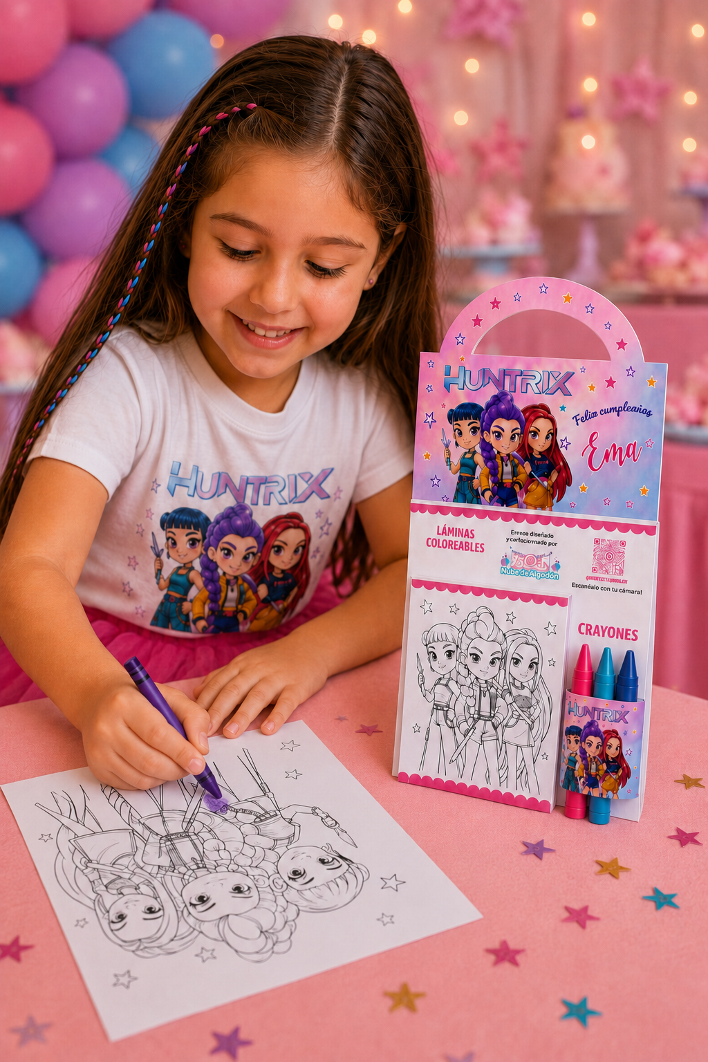 Souvenir de Cumpleaños Personalizado para Colorear + lapices de colores