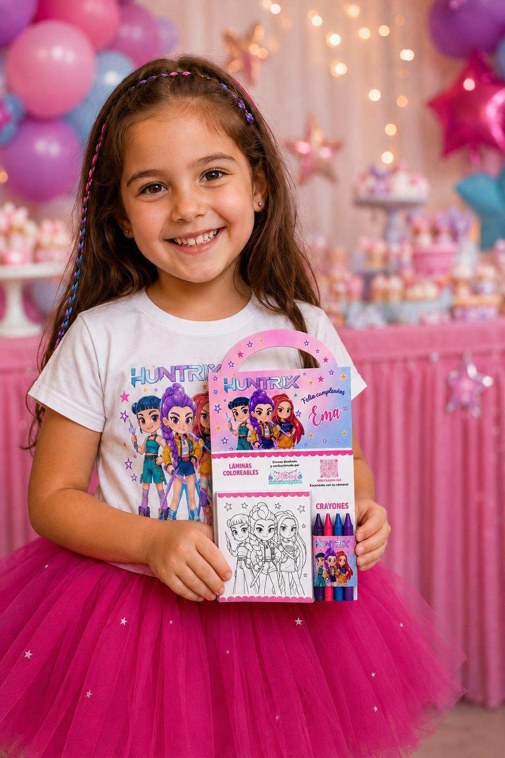 Souvenir de Cumpleaños Personalizado para Colorear + lapices de colores