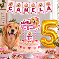 Set Cumpleaños Mascota Golden  Decoración Personalizada Perro Hembra