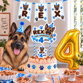 Set Cumpleaños Mascota Pastor Aleman Decoración Personalizada Perro Macho
