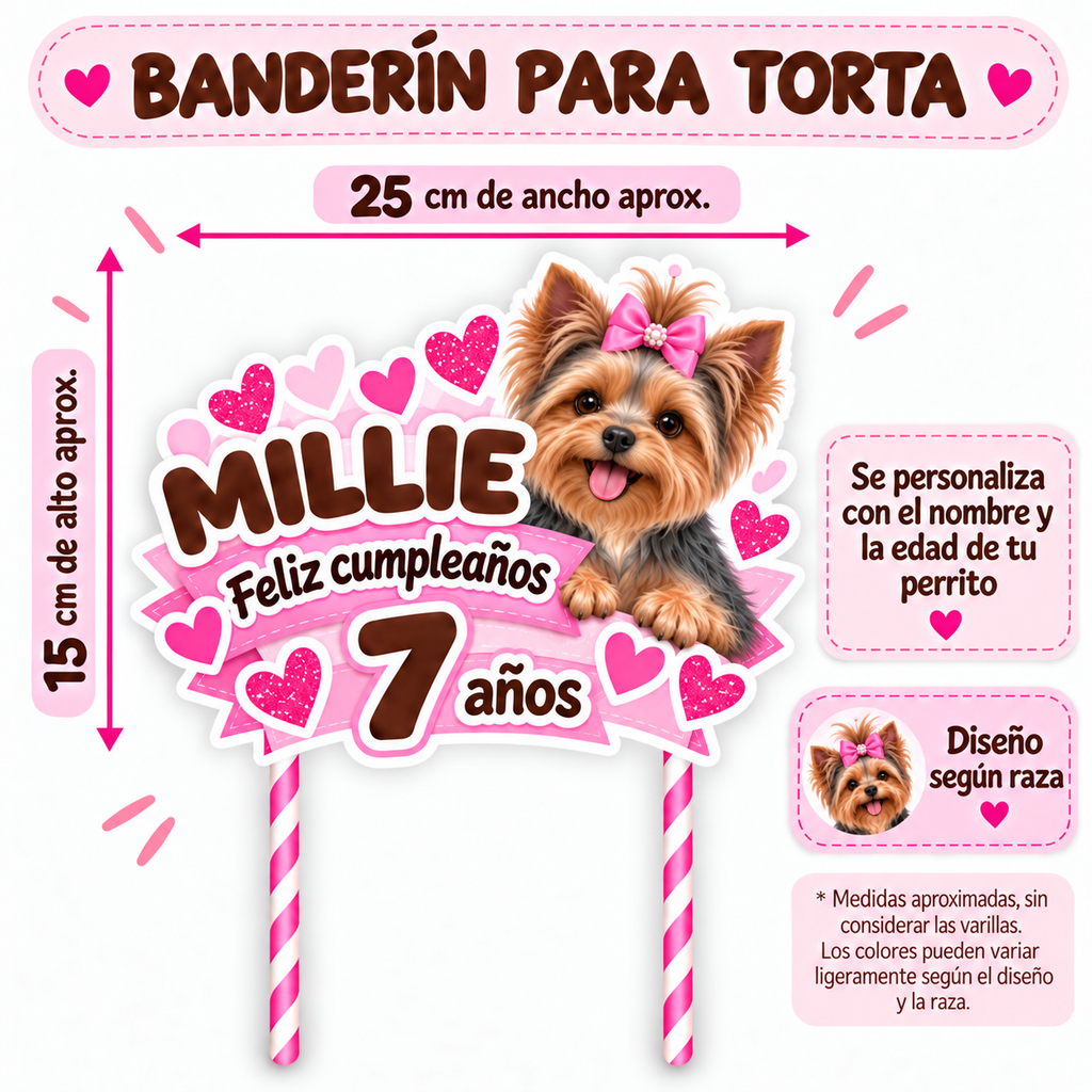 Set Cumpleaños Mascota Poodle Decoración Personalizada Perro Hembra