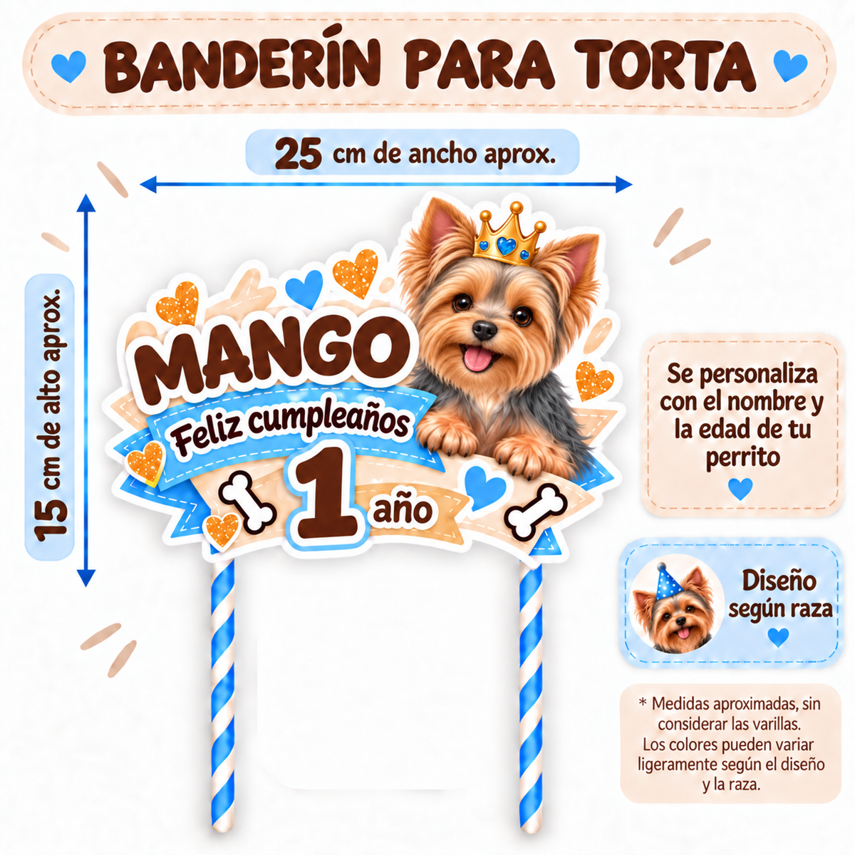 Set Cumpleaños Mascota Golden Decoración Personalizada Perro Macho