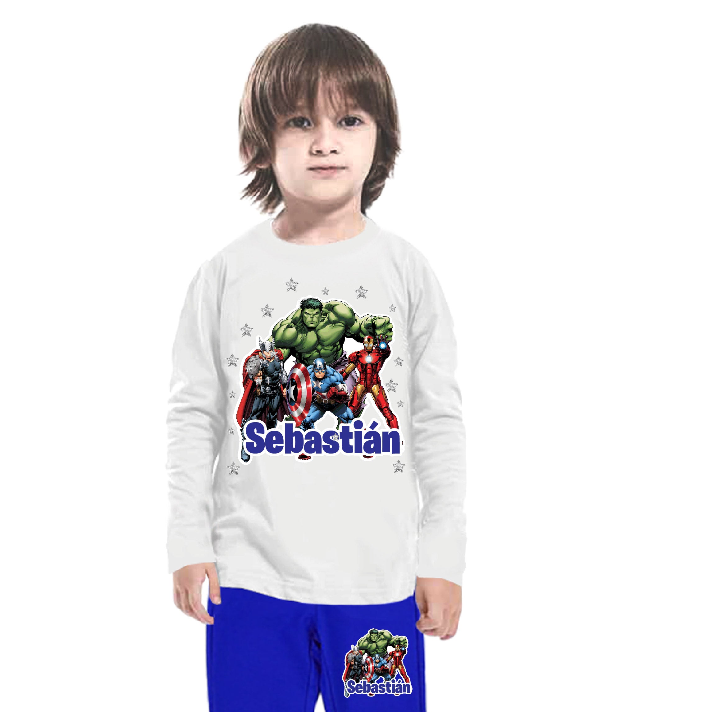 Pijama Largo Avengers Vengadores Algodón Personalizado Niño